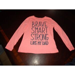 CHILDREN'S PLACE girls medium 7/8 pink peach graphic long sleeve shirt